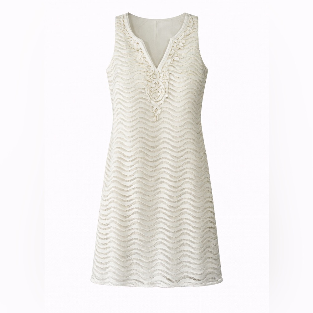 Lilly Pulitzer White Lace Shift Dress Textured Sleeveless Mini Bridal Small